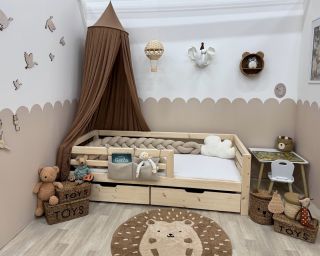 Postýlka VLOČKA včetně praktických úložných šuplíků ❄️ Ideální kombinace krásného designu a funkčnosti – dostatek místa...